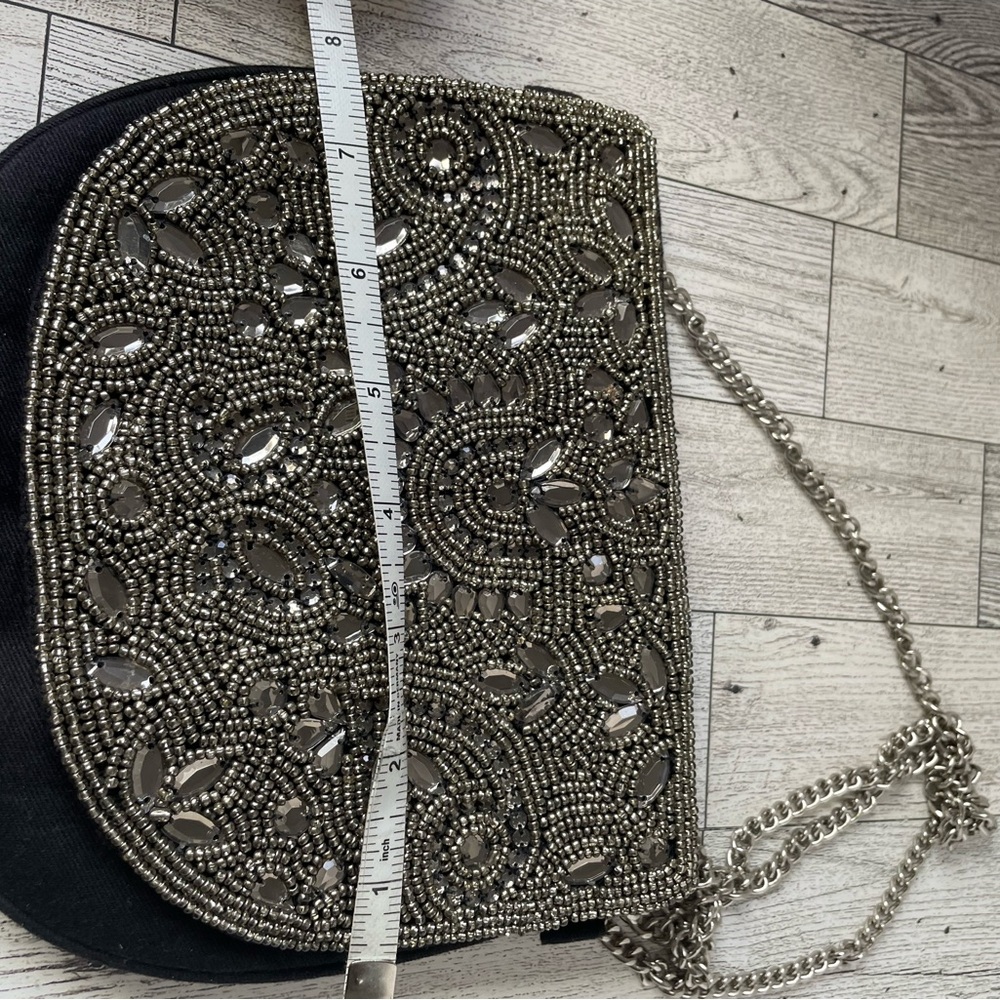 *RARE* BEAUTIFUL AVIVA STANOFF  BEADED COCKTAIL PURSE/BAG/HANDBAG W/METAL CHAIN - Picture 11 of 12